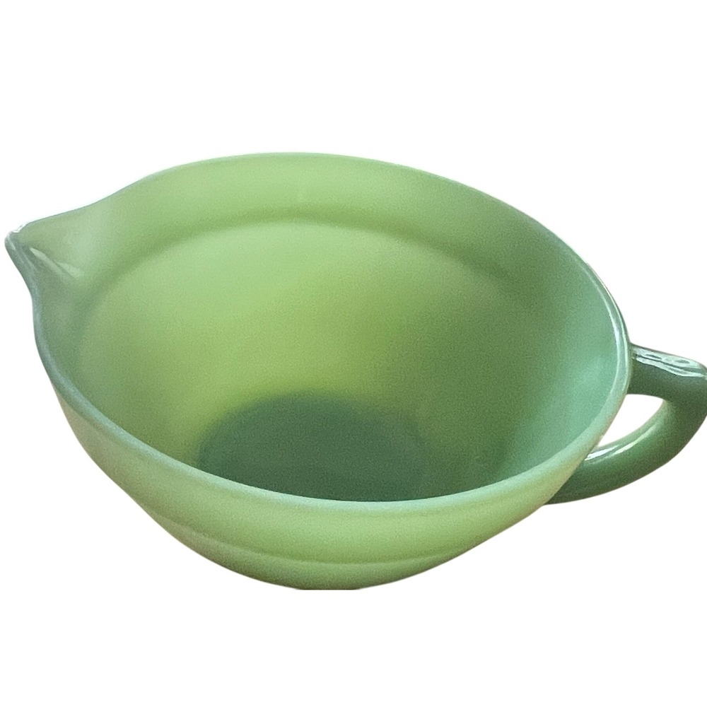 Vintage Fire King Jadeite Batter Bowl, Spout Handle, Oven Ware USA